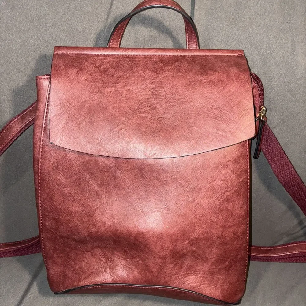 Convertible backpack and shoulder Maroon/Burgundy